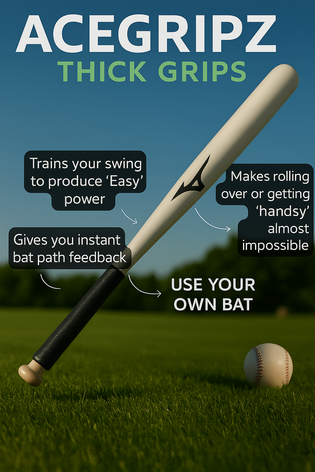 THICK GRIPS – Thick Grip Bat Alternative for Swing Power