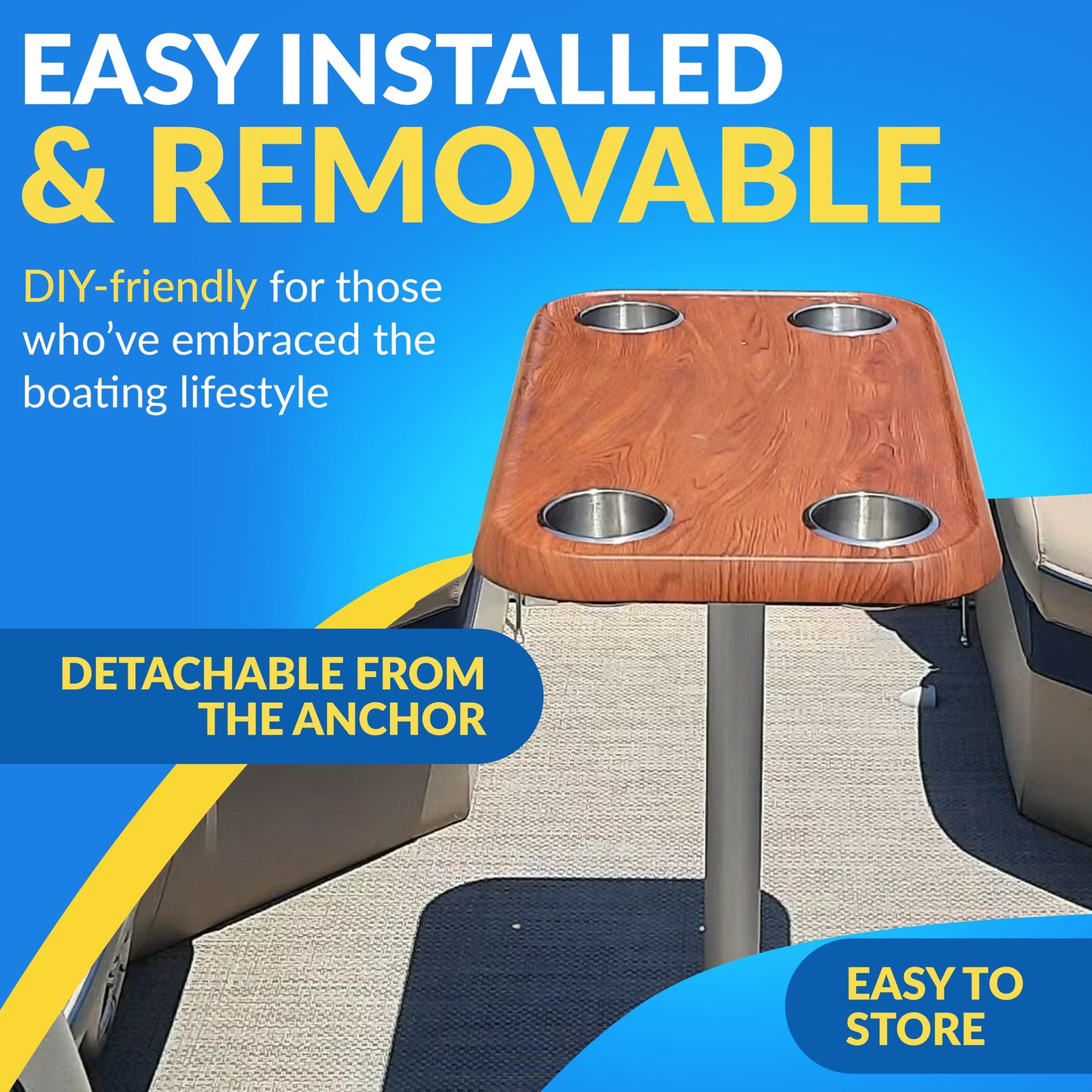 Boat Table Tops for Pontoons, Cabin Cruisers & Boats | Waterproof Replacement Table Top (6 colors):