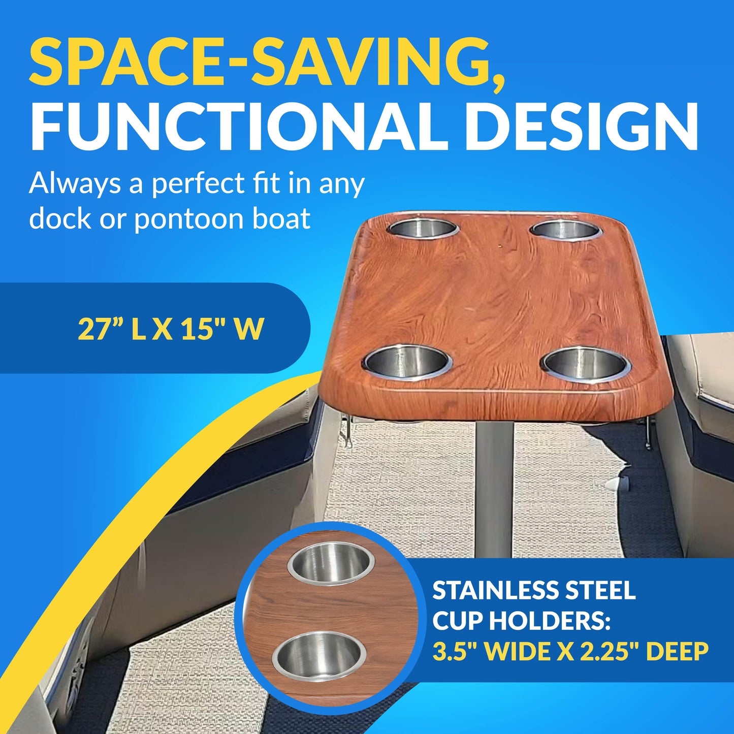 Boat Table Tops for Pontoons, Cabin Cruisers & Boats | Waterproof Replacement Table Top (6 colors):