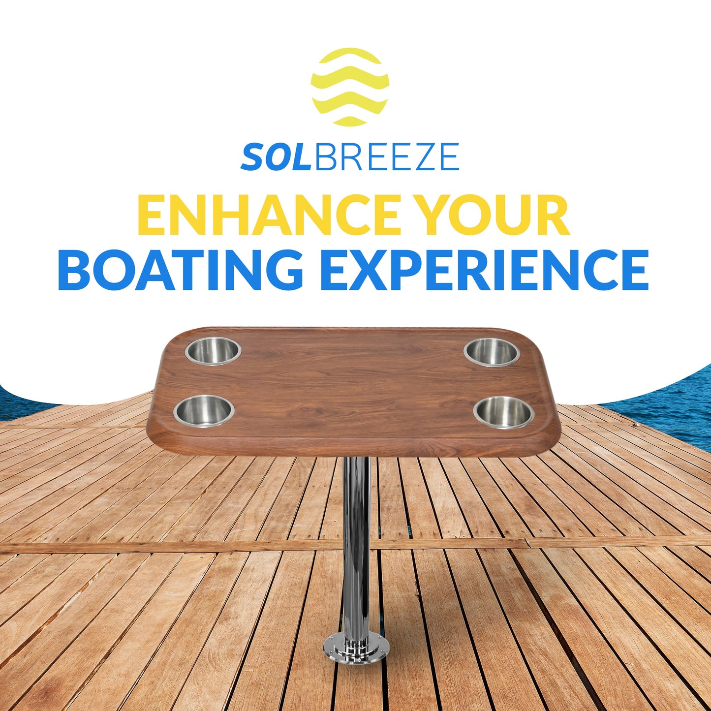 Boat Table Set - 6" Flush Mount Floor Plate / Anti Wobble (6 colors)