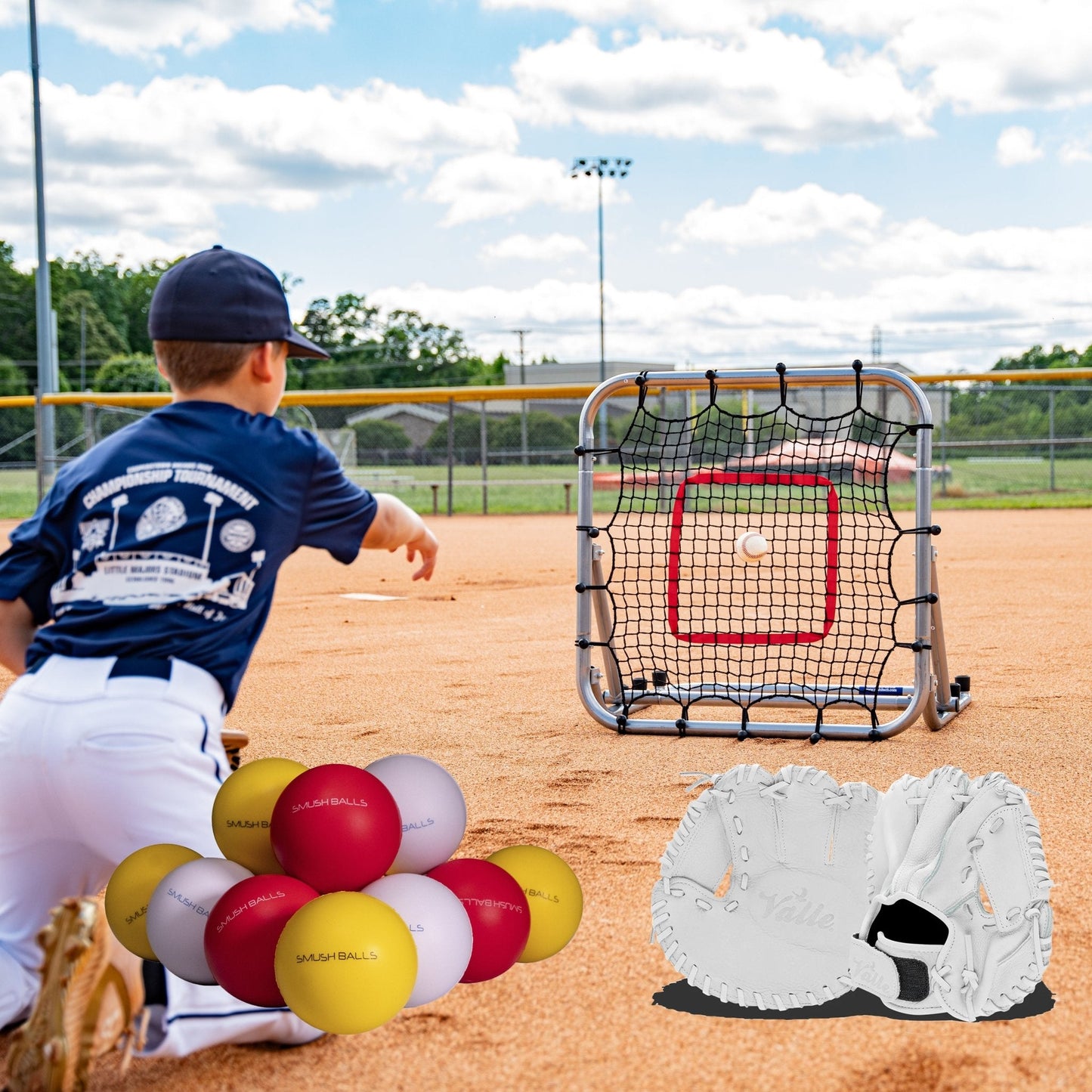 Blemished Pro Portable Rebounder 3' x 3' + Valle Glove + Smushballs