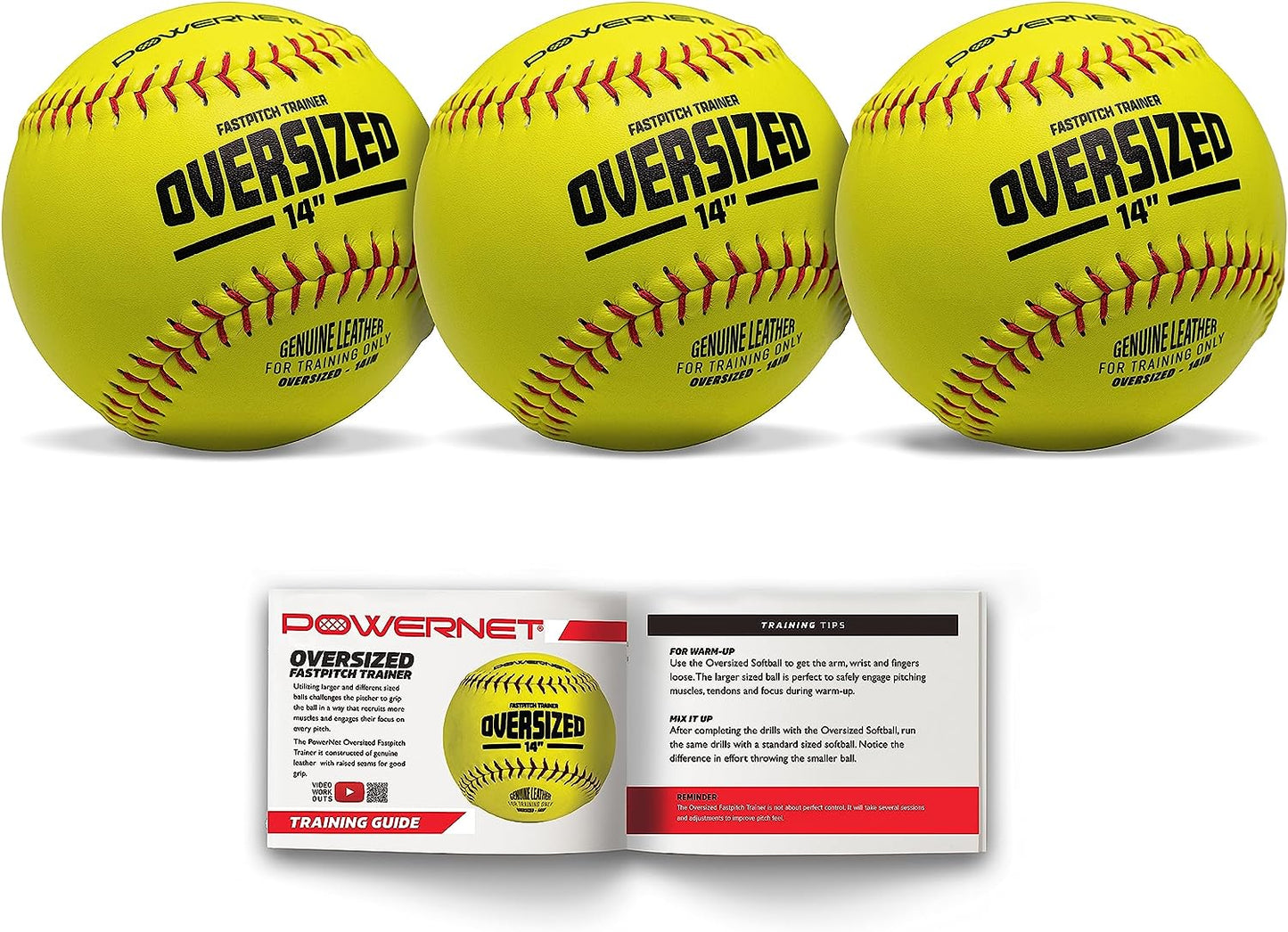 Oversized Softball 3-Pack | 14 Inch Ball Genuine Leather