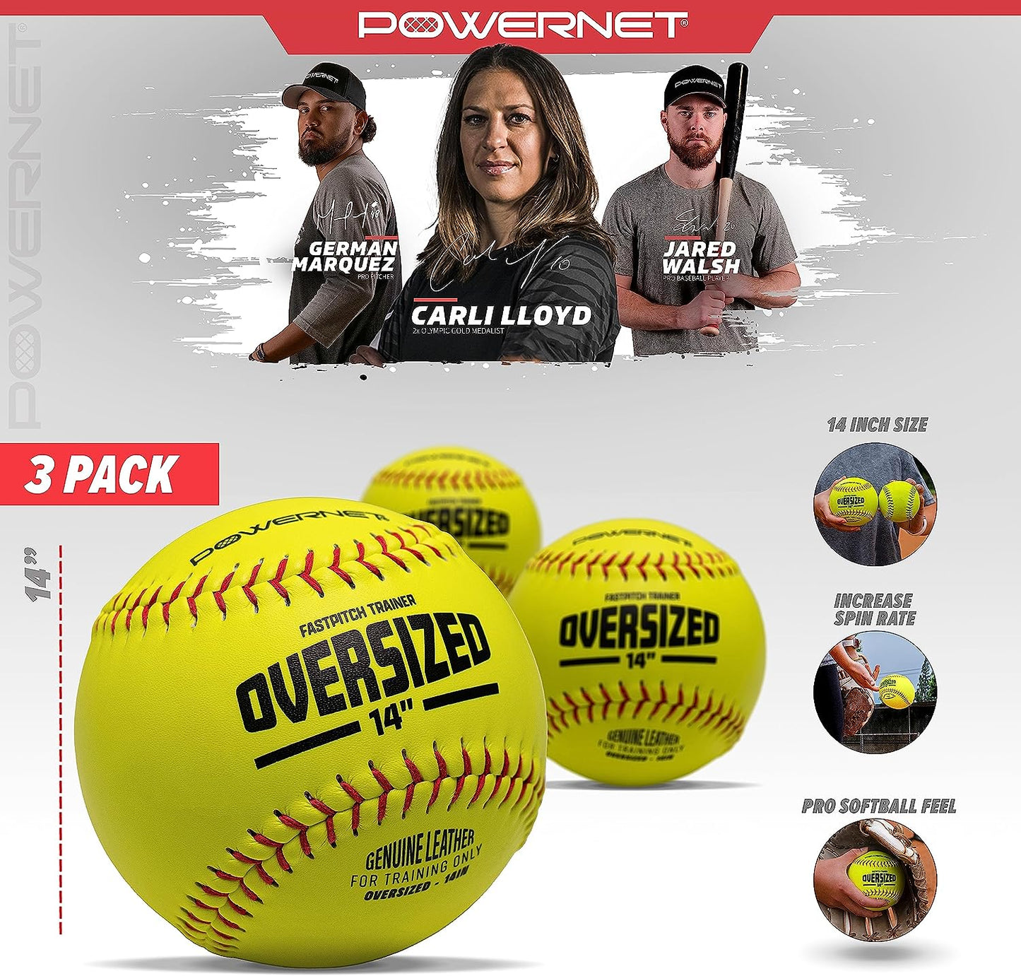 Oversized Softball 3-Pack | 14 Inch Ball Genuine Leather