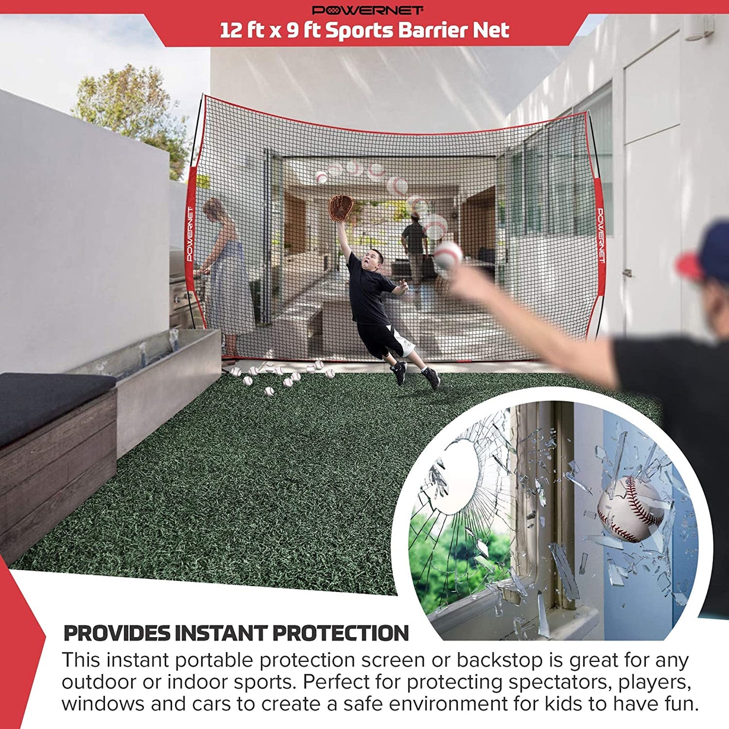PowerNet 12 ft x 9 ft Sports Barrier Net