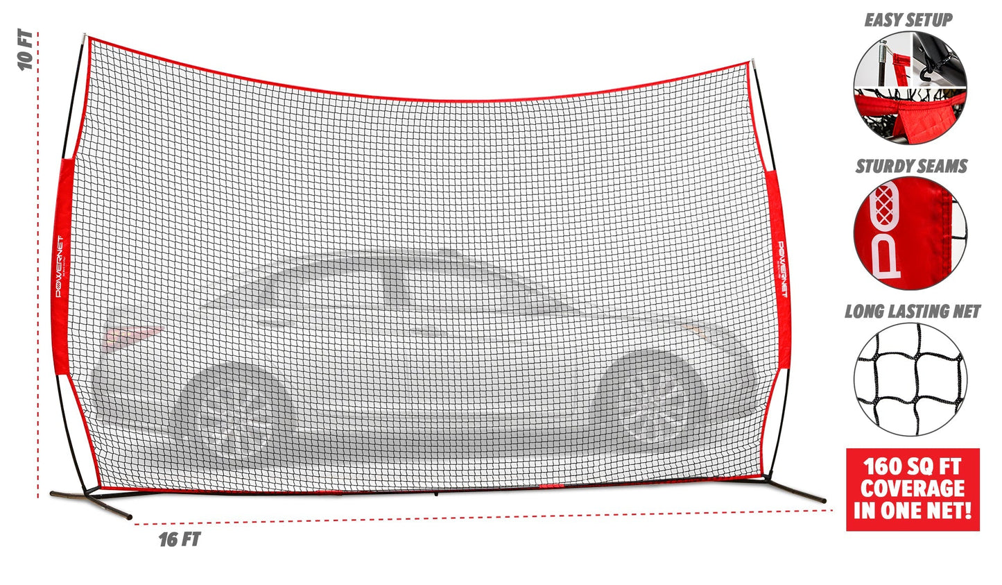PowerNet 16 ft x 10 ft Sports Barrier Net