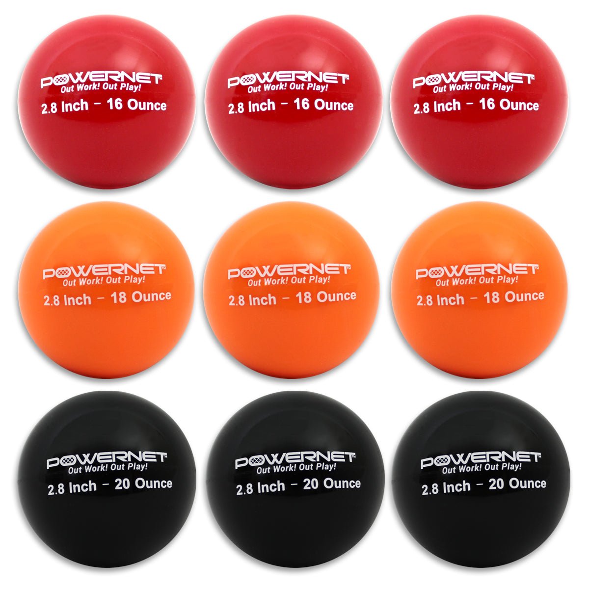 PowerNet 2.8" Weighted Hitting Batting Progressive Training Balls (9 Pack)