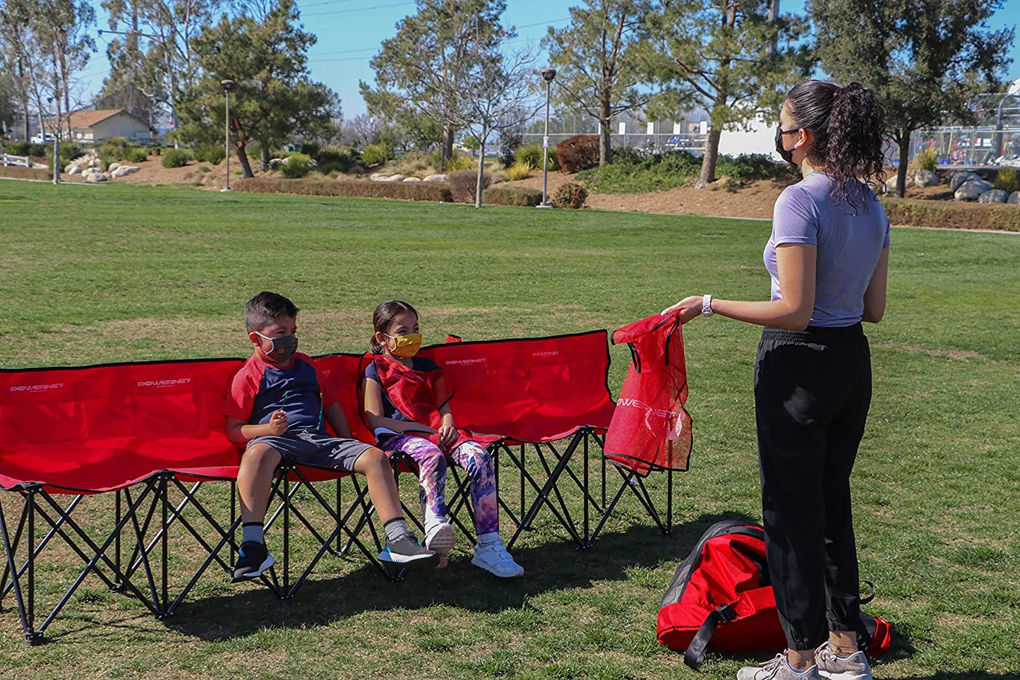 PowerNet 6 Seater Team Bench Red or Black