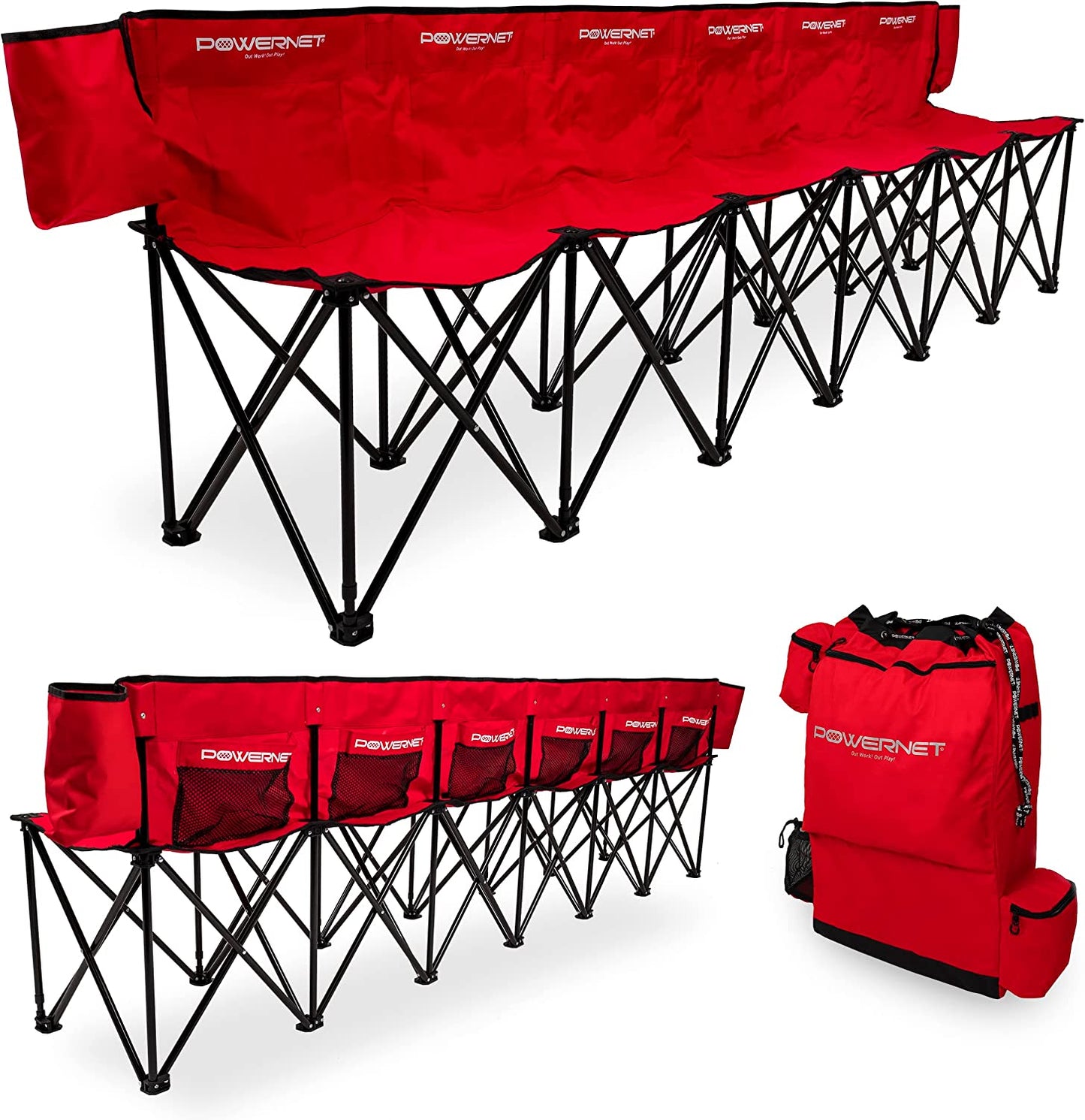 PowerNet 6 Seater Team Bench Red or Black