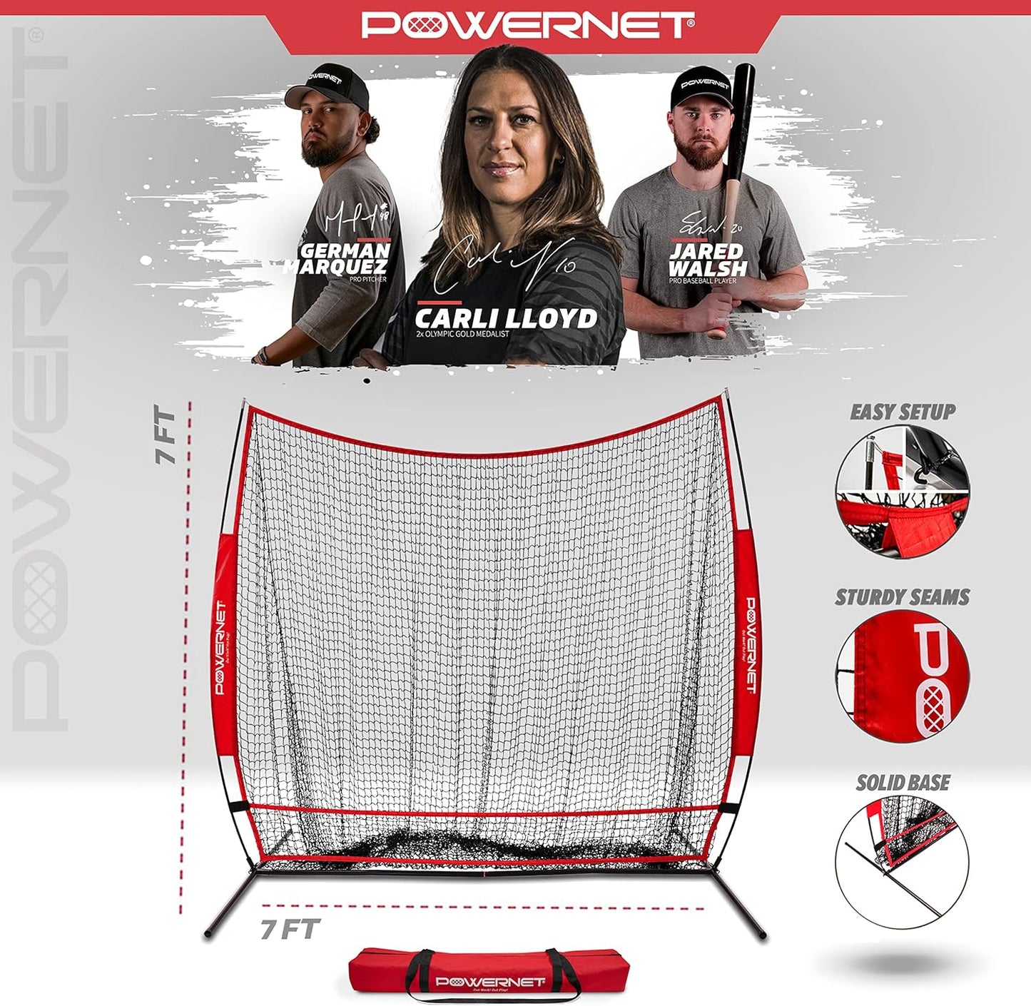 PowerNet Baseball Softball 7x7 Full Mouth Net