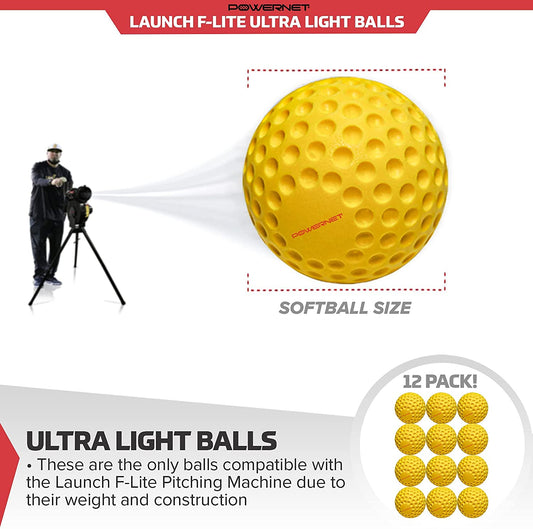 PowerNet Launch F-lite Ultra Light Dimpled Practice Balls for Pitching Machine