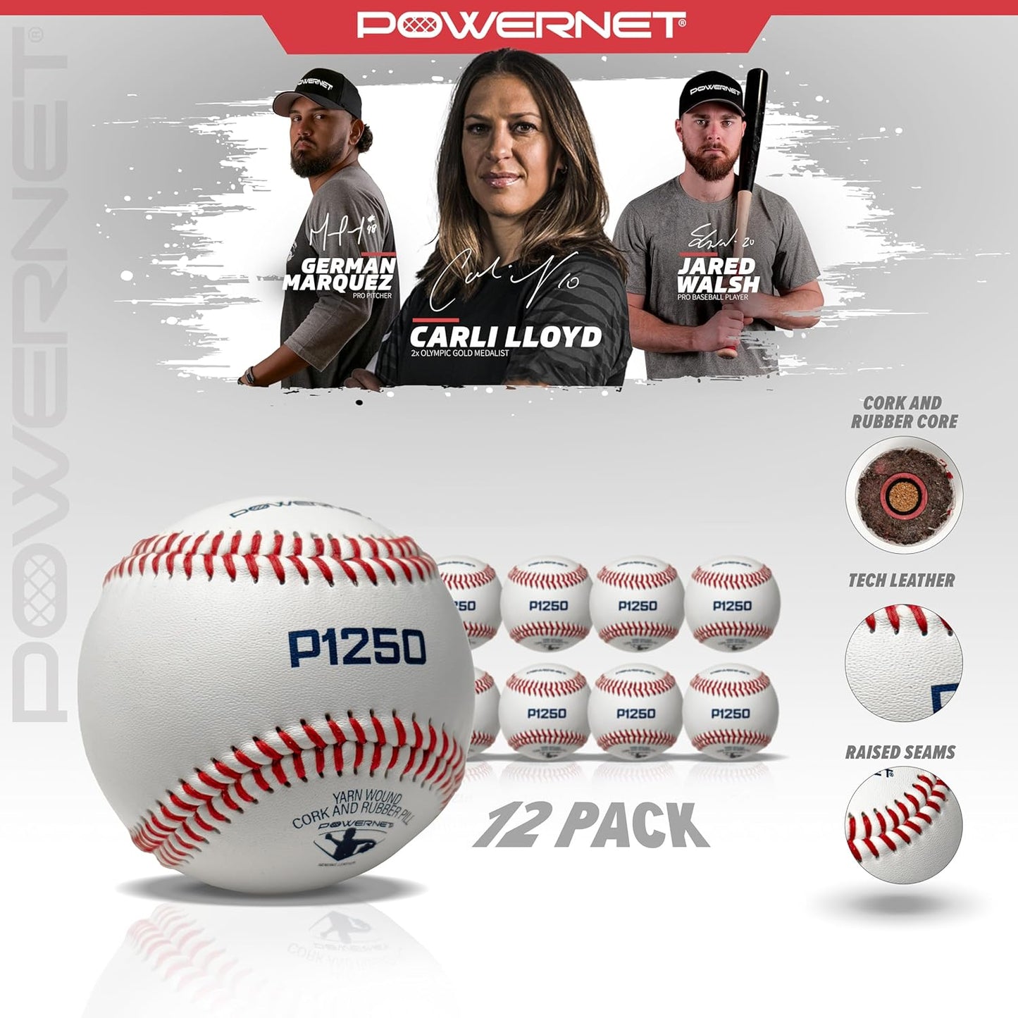 Powernet Leather Baseballs (12 pack)