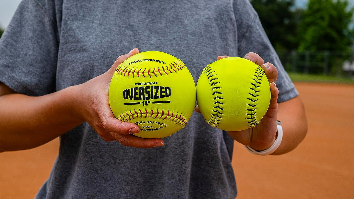 Powernet Oversized Softball 3-Pack | 14 Inch Ball Genuine Leather