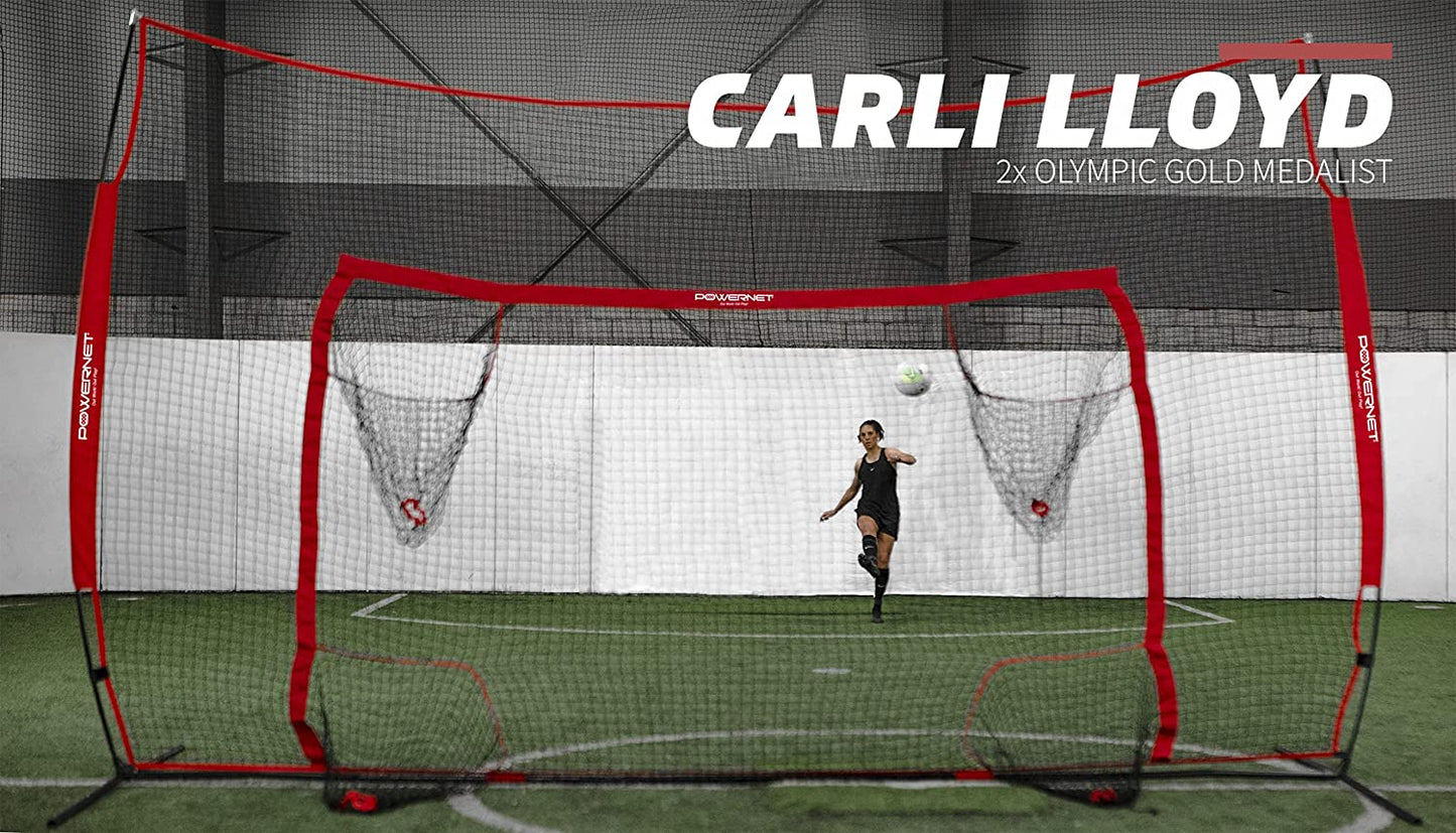 PowerNet Soccer Goal, 16x10 Ft Soccer Training Equipment Combo Barrier Soccer Net