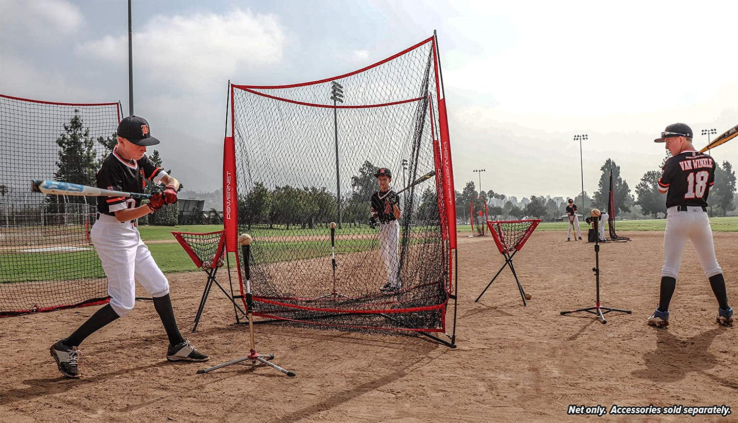 PowerNet Triple Threat Baseball Training Net | 3 Way 7' x 7'