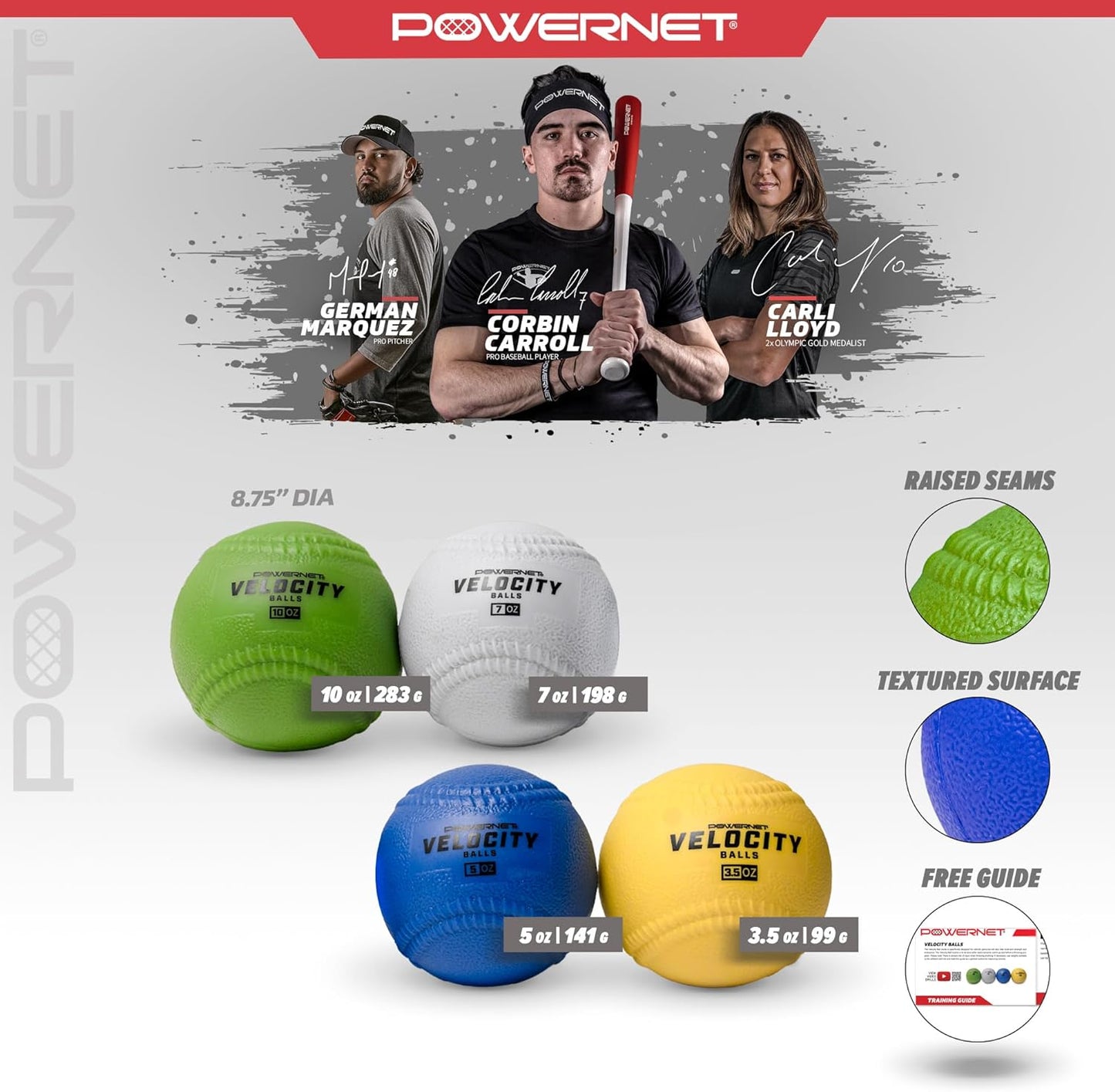 Powernet Velocity Balls 4-Pack for Baseball