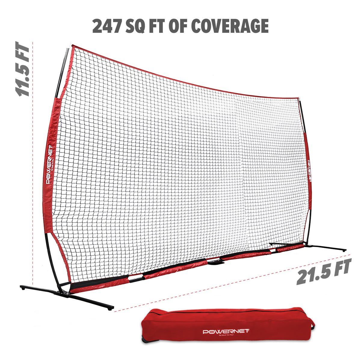 PowerNet XL Sports Barrier Net 21.5 ft x 11.5 ft - 247 SqFt of Protection